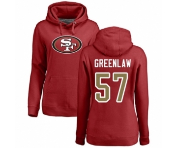 Football Women's San Francisco 49ers #57 Dre Greenlaw Red Name & Number Logo Pullover Hoodie