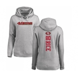 Football Women's San Francisco 49ers #80 Jerry Rice Ash Backer Pullover Hoodie