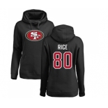 Football Women's San Francisco 49ers #80 Jerry Rice Black Name & Number Logo Pullover Hoodie