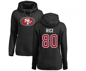 Football Women's San Francisco 49ers #80 Jerry Rice Black Name & Number Logo Pullover Hoodie