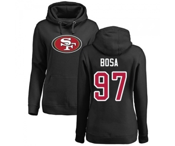 Football Women's San Francisco 49ers #97 Nick Bosa Black Name & Number Logo Pullover Hoodie