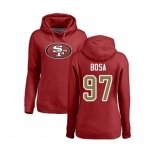 Football Women's San Francisco 49ers #97 Nick Bosa Red Name & Number Logo Pullover Hoodie