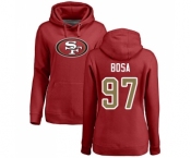 Football Women's San Francisco 49ers #97 Nick Bosa Red Name & Number Logo Pullover Hoodie