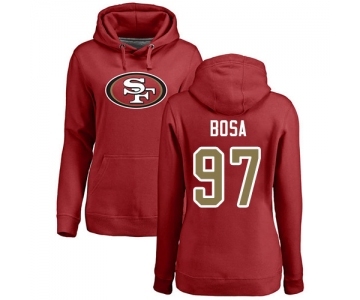 Football Women's San Francisco 49ers #97 Nick Bosa Red Name & Number Logo Pullover Hoodie