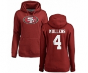 NFL Women's Nike San Francisco 49ers #4 Nick Mullens Red Name & Number Logo Pullover Hoodie