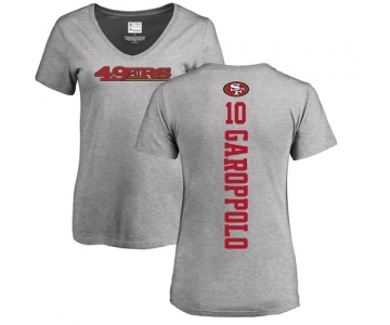 Football Women's San Francisco 49ers #10 Jimmy Garoppolo Ash Backer T-Shirt