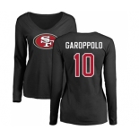 Football Women's San Francisco 49ers #10 Jimmy Garoppolo Black Name & Number Logo Long Sleeve T-Shirt