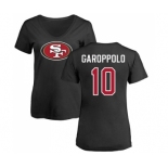 Football Women's San Francisco 49ers #10 Jimmy Garoppolo Black Name & Number Logo T-Shirt