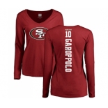 Football Women's San Francisco 49ers #10 Jimmy Garoppolo Red Backer Long Sleeve T-Shirt