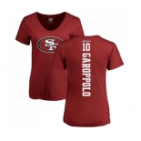 Football Women's San Francisco 49ers #10 Jimmy Garoppolo Red Backer T-Shirt