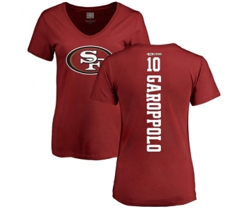 Football Women's San Francisco 49ers #10 Jimmy Garoppolo Red Backer T-Shirt