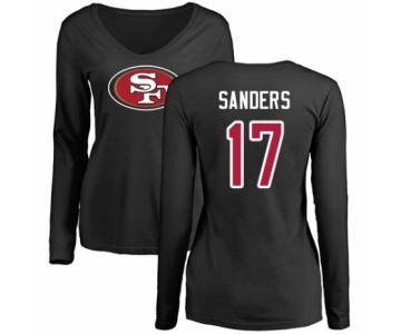 Football Women's San Francisco 49ers #17 Emmanuel Sanders Black Name & Number Logo Long Sleeve T-Shirt