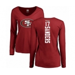 Football Women's San Francisco 49ers #17 Emmanuel Sanders Red Backer Long Sleeve T-Shirt