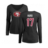 Football Women's San Francisco 49ers #17 Jalen Hurd Black Name & Number Logo Long Sleeve T-Shirt