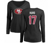 Football Women's San Francisco 49ers #17 Jalen Hurd Black Name & Number Logo Long Sleeve T-Shirt