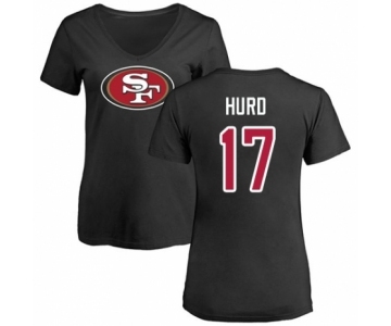 Football Women's San Francisco 49ers #17 Jalen Hurd Black Name & Number Logo T-Shirt