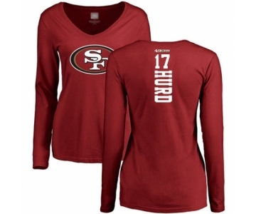 Football Women's San Francisco 49ers #17 Jalen Hurd Red Backer Long Sleeve T-Shirt