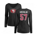 Football Women's San Francisco 49ers #57 Dre Greenlaw Black Name & Number Logo Long Sleeve T-Shirt