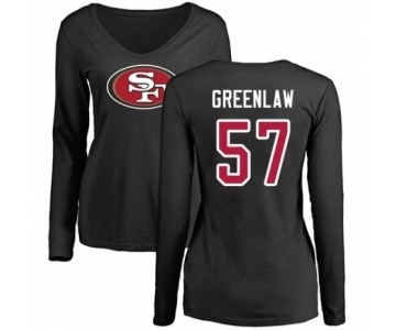 Football Women's San Francisco 49ers #57 Dre Greenlaw Black Name & Number Logo Long Sleeve T-Shirt