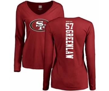 Football Women's San Francisco 49ers #57 Dre Greenlaw Red Backer Long Sleeve T-Shirt