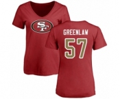 Football Women's San Francisco 49ers #57 Dre Greenlaw Red Name & Number Logo T-Shirt