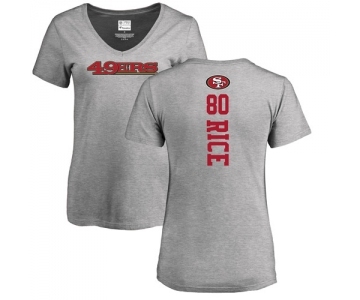 Football Women's San Francisco 49ers #80 Jerry Rice Ash Backer T-Shirt