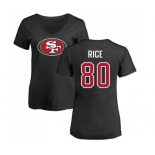 Football Women's San Francisco 49ers #80 Jerry Rice Black Name & Number Logo T-Shirt