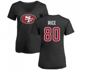 Football Women's San Francisco 49ers #80 Jerry Rice Black Name & Number Logo T-Shirt