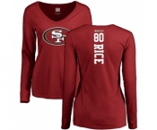 Football Women's San Francisco 49ers #80 Jerry Rice Red Backer Long Sleeve T-Shirt