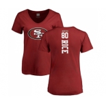 Football Women's San Francisco 49ers #80 Jerry Rice Red Backer T-Shirt