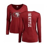 Football Women's San Francisco 49ers #85 George Kittle Red Backer Long Sleeve T-Shirt