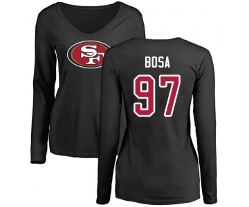 Football Women's San Francisco 49ers #97 Nick Bosa Black Name & Number Logo Long Sleeve T-Shirt