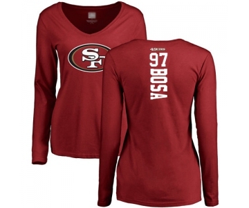 Football Women's San Francisco 49ers #97 Nick Bosa Red Backer Long Sleeve T-Shirt