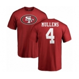 NFL Nike San Francisco 49ers #4 Nick Mullens Red Name & Number Logo T-Shirt