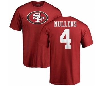 NFL Nike San Francisco 49ers #4 Nick Mullens Red Name & Number Logo T-Shirt