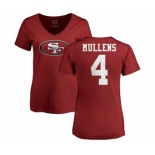 NFL Women's Nike San Francisco 49ers #4 Nick Mullens Red Name & Number Logo T-Shirt