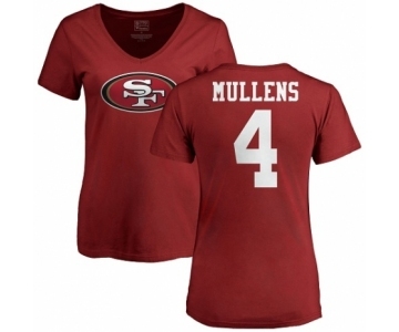 NFL Women's Nike San Francisco 49ers #4 Nick Mullens Red Name & Number Logo T-Shirt