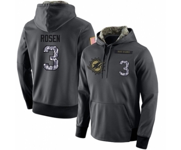 Football Men's Miami Dolphins #3 Josh Rosen Stitched Black Anthracite Salute to Service Player Performance Hoodie