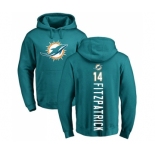 Football Miami Dolphins #14 Ryan Fitzpatrick Aqua Green Backer Pullover Hoodie