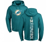 Football Miami Dolphins #14 Ryan Fitzpatrick Aqua Green Backer Pullover Hoodie