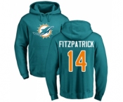 Football Miami Dolphins #14 Ryan Fitzpatrick Aqua Green Name & Number Logo Pullover Hoodie