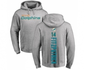 Football Miami Dolphins #14 Ryan Fitzpatrick Ash Backer Pullover Hoodie