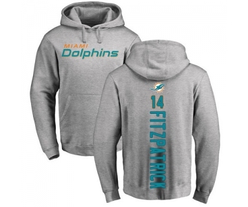 Football Miami Dolphins #14 Ryan Fitzpatrick Ash Backer Pullover Hoodie