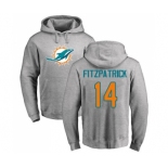 Football Miami Dolphins #14 Ryan Fitzpatrick Ash Name & Number Logo Pullover Hoodie