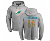 Football Miami Dolphins #14 Ryan Fitzpatrick Ash Name & Number Logo Pullover Hoodie