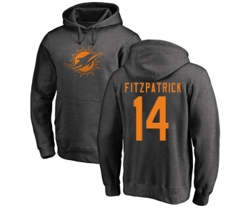 Football Miami Dolphins #14 Ryan Fitzpatrick Ash One Color Pullover Hoodie