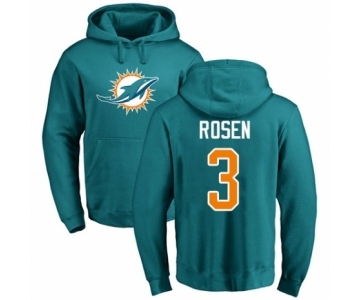 Football Miami Dolphins #3 Josh Rosen Aqua Green Name & Number Logo Pullover Hoodie