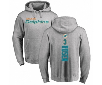 Football Miami Dolphins #3 Josh Rosen Ash Backer Pullover Hoodie