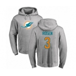 Football Miami Dolphins #3 Josh Rosen Ash Name & Number Logo Pullover Hoodie