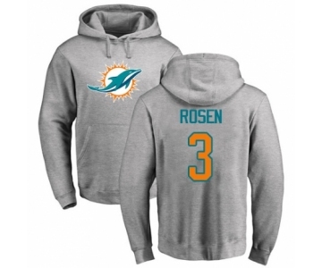 Football Miami Dolphins #3 Josh Rosen Ash Name & Number Logo Pullover Hoodie